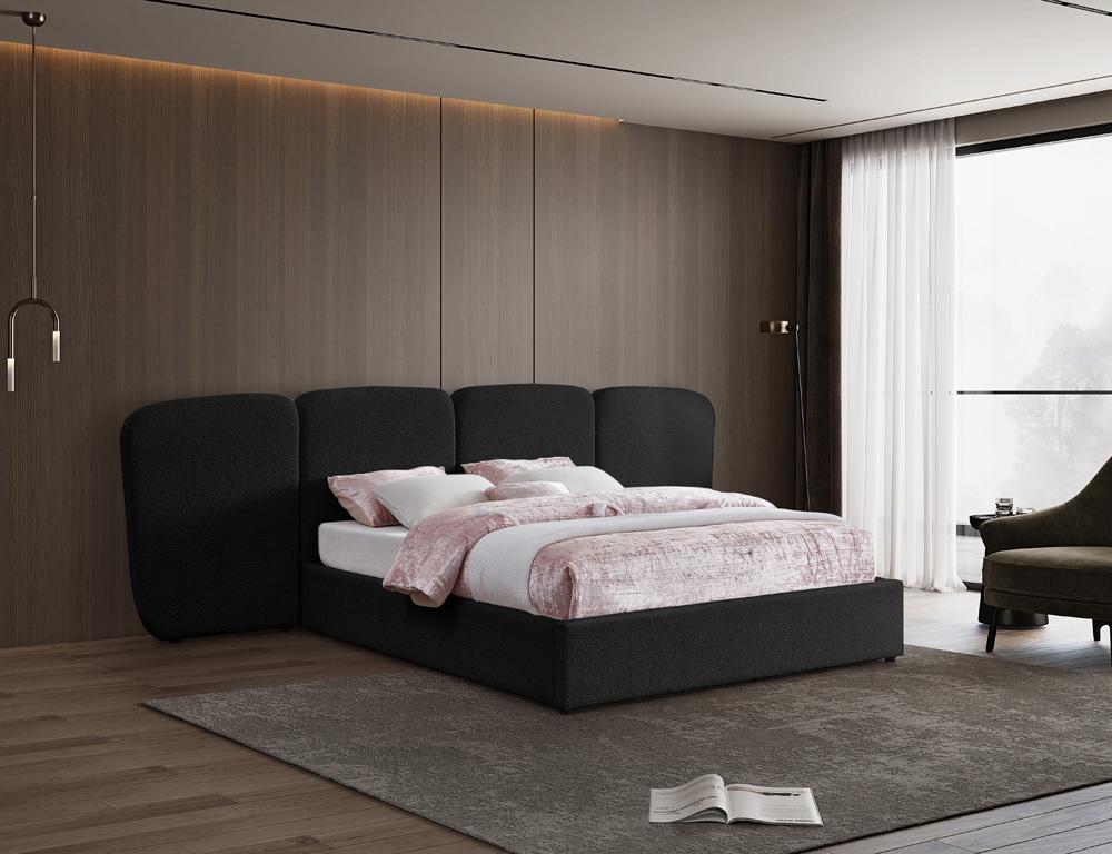 Meridian Furniture - Shiloh Black Boucle Fabric King Bed - ShilohBlack-K veiw 2