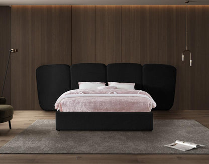 Meridian Furniture - Shiloh Black Boucle Fabric King Bed - ShilohBlack-K veiw 4