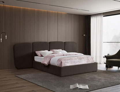 Meridian Furniture - Shiloh Brown Boucle Fabric Queen Bed - ShilohBrown-Q veiw 2