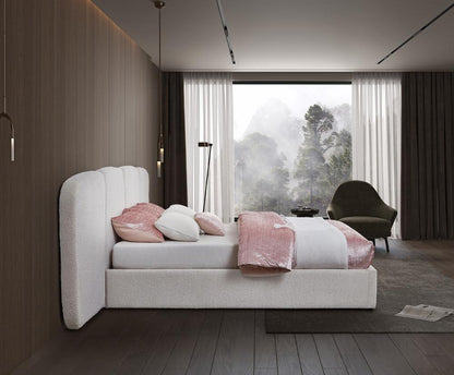 Meridian Furniture - Shiloh Cream Boucle Fabric King Bed - ShilohCream-K veiw 6