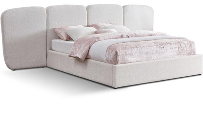 Meridian Furniture - Shiloh Cream Boucle Fabric Queen Bed - ShilohCream-Q veiw 1