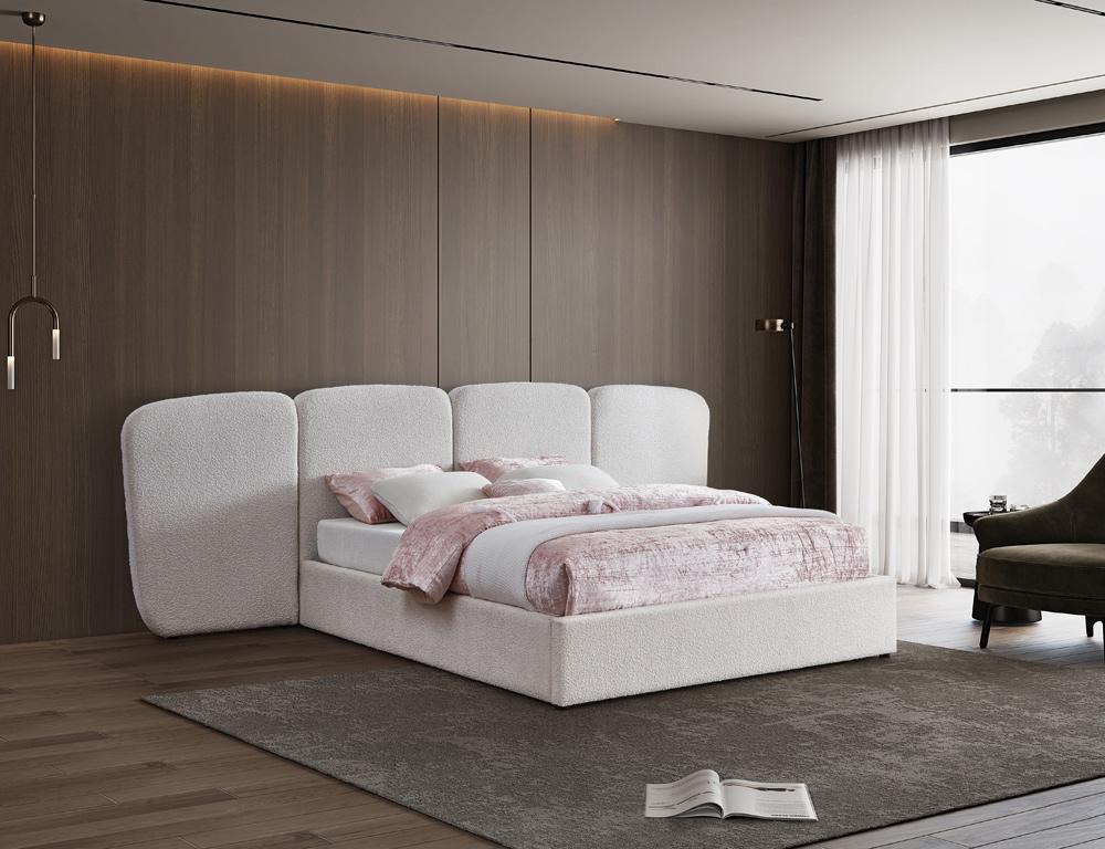 Meridian Furniture - Shiloh Cream Boucle Fabric Queen Bed - ShilohCream-Q veiw 2