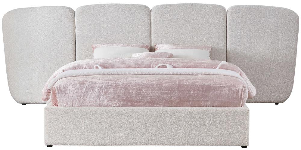 Meridian Furniture - Shiloh Cream Boucle Fabric Queen Bed - ShilohCream-Q veiw 3