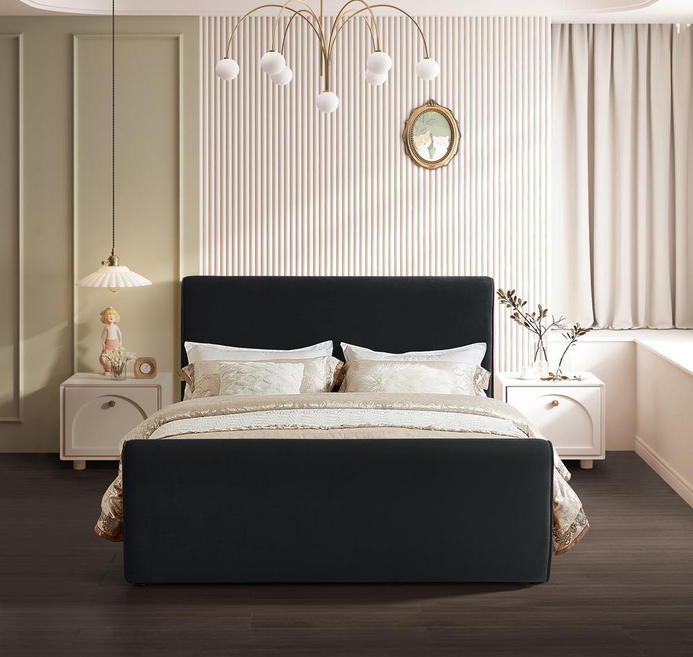Meridian Furniture - Sloan Black Velvet Full Bed - SloanBlack-F veiw 4