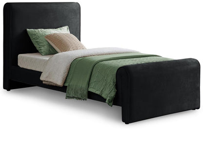 Meridian Furniture - Sloan Black Velvet Twin Bed - SloanBlack-T veiw 1