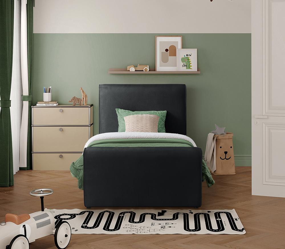 Meridian Furniture - Sloan Black Velvet Twin Bed - SloanBlack-T veiw 4