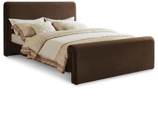 Meridian Furniture - Sloan Brown Velvet Full Bed - SloanBrown-F veiw 1