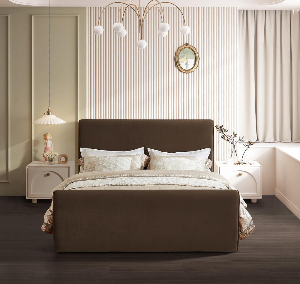 Meridian Furniture - Sloan Brown Velvet King Bed - SloanBrown-K veiw 4