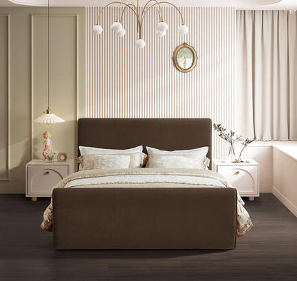 Meridian Furniture - Sloan Brown Velvet Queen Bed - SloanBrown-Q veiw 4