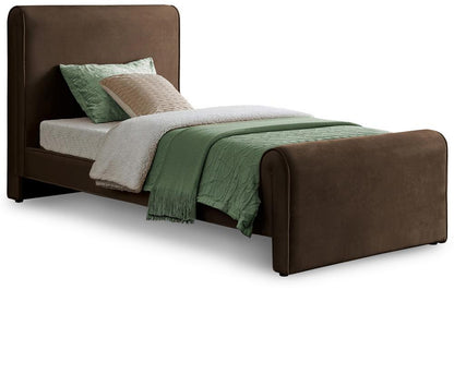 Meridian Furniture - Sloan Brown Velvet Twin Bed - SloanBrown-T veiw 1