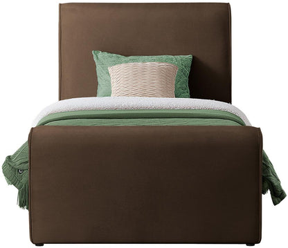 Meridian Furniture - Sloan Brown Velvet Twin Bed - SloanBrown-T veiw 3