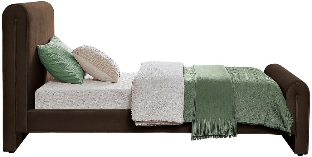 Meridian Furniture - Sloan Brown Velvet Twin Bed - SloanBrown-T veiw 5