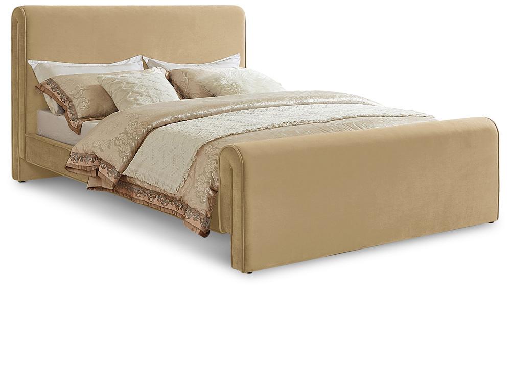 Meridian Furniture - Sloan Camel Velvet Full Bed - SloanCamel-F veiw 1