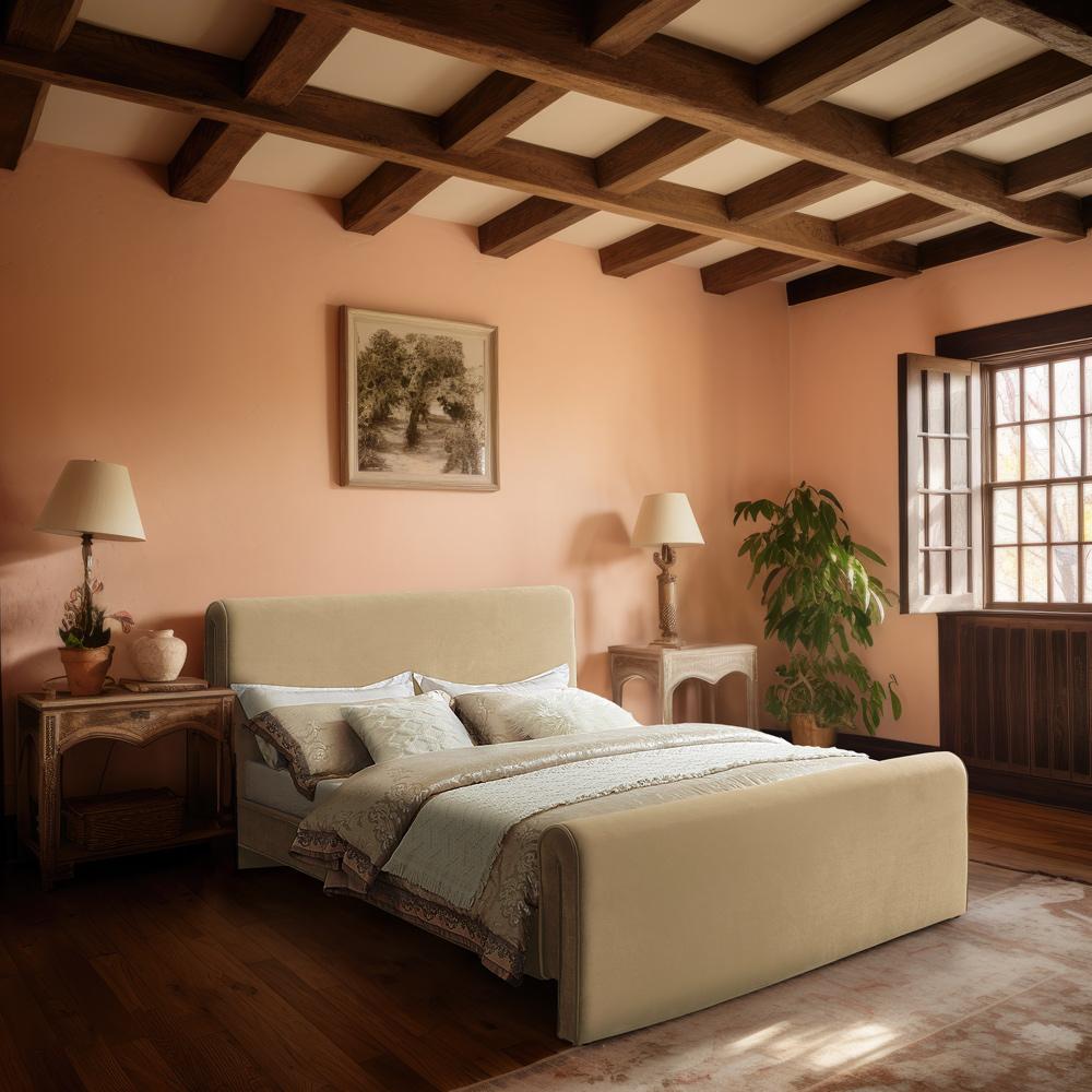 Meridian Furniture - Sloan Camel Velvet Full Bed - SloanCamel-F veiw 2