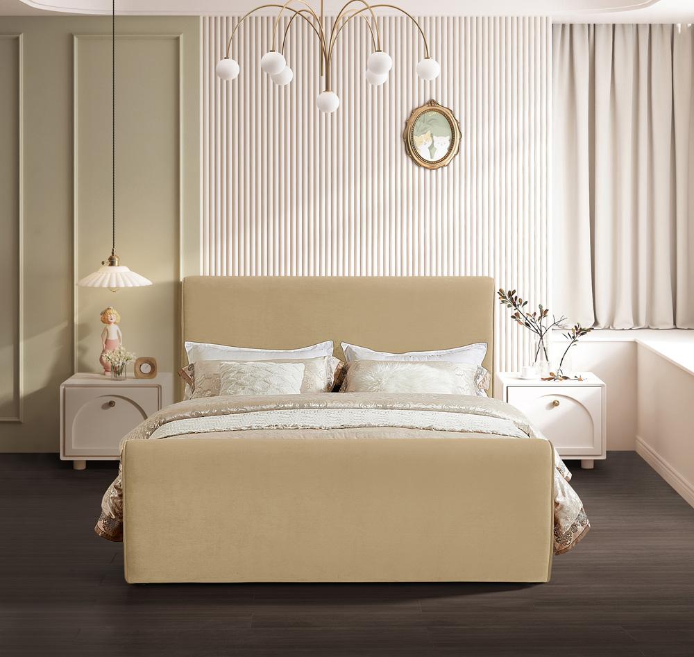 Meridian Furniture - Sloan Camel Velvet Full Bed - SloanCamel-F veiw 4