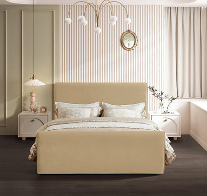 Meridian Furniture - Sloan Camel Velvet Queen Bed - SloanCamel-Q veiw 4