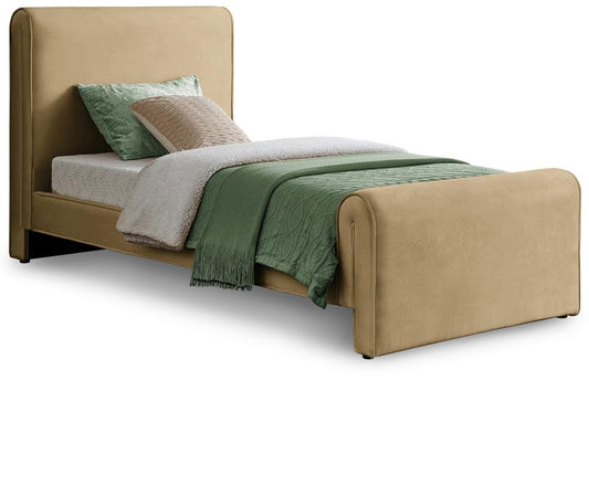 Meridian Furniture - Sloan Camel Velvet Twin Bed - SloanCamel-T veiw 1