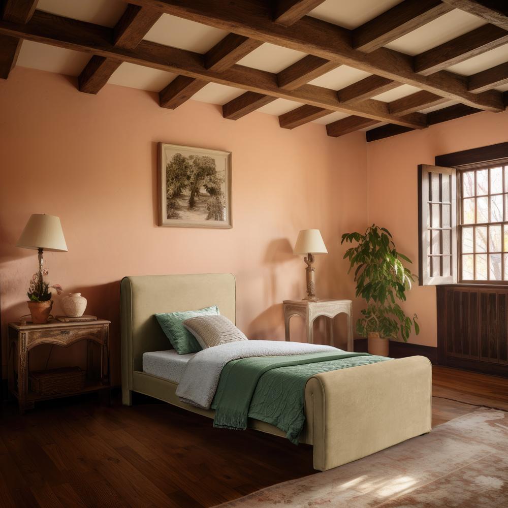 Meridian Furniture - Sloan Camel Velvet Twin Bed - SloanCamel-T veiw 2