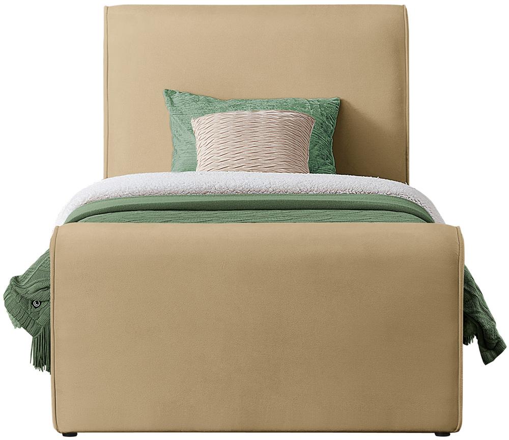 Meridian Furniture - Sloan Camel Velvet Twin Bed - SloanCamel-T veiw 3