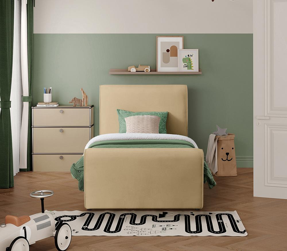 Meridian Furniture - Sloan Camel Velvet Twin Bed - SloanCamel-T veiw 4