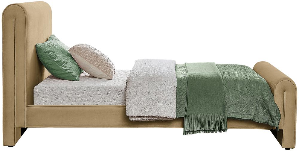 Meridian Furniture - Sloan Camel Velvet Twin Bed - SloanCamel-T veiw 5