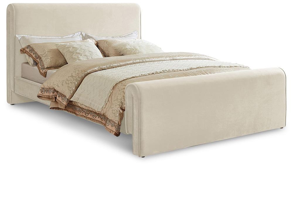 Meridian Furniture - Sloan Cream Velvet Queen Bed - SloanCream-Q veiw 1
