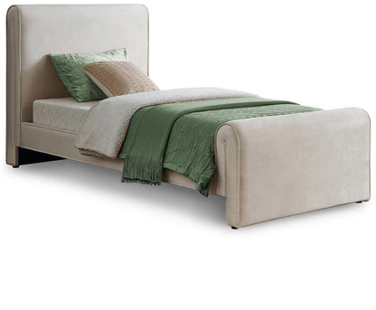 Meridian Furniture - Sloan Cream Velvet Twin Bed - SloanCream-T veiw 1