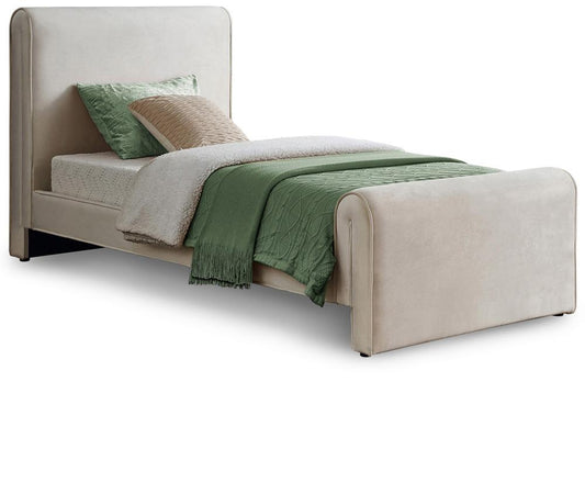 Meridian Furniture - Sloan Cream Velvet Twin Bed - SloanCream-T veiw 1