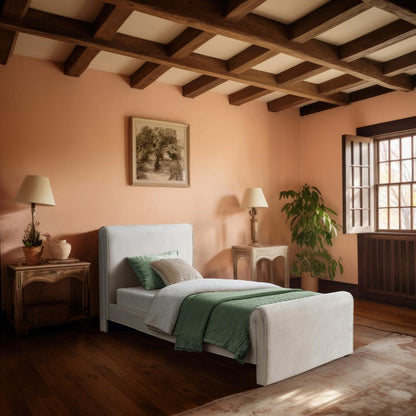 Meridian Furniture - Sloan Cream Velvet Twin Bed - SloanCream-T veiw 2