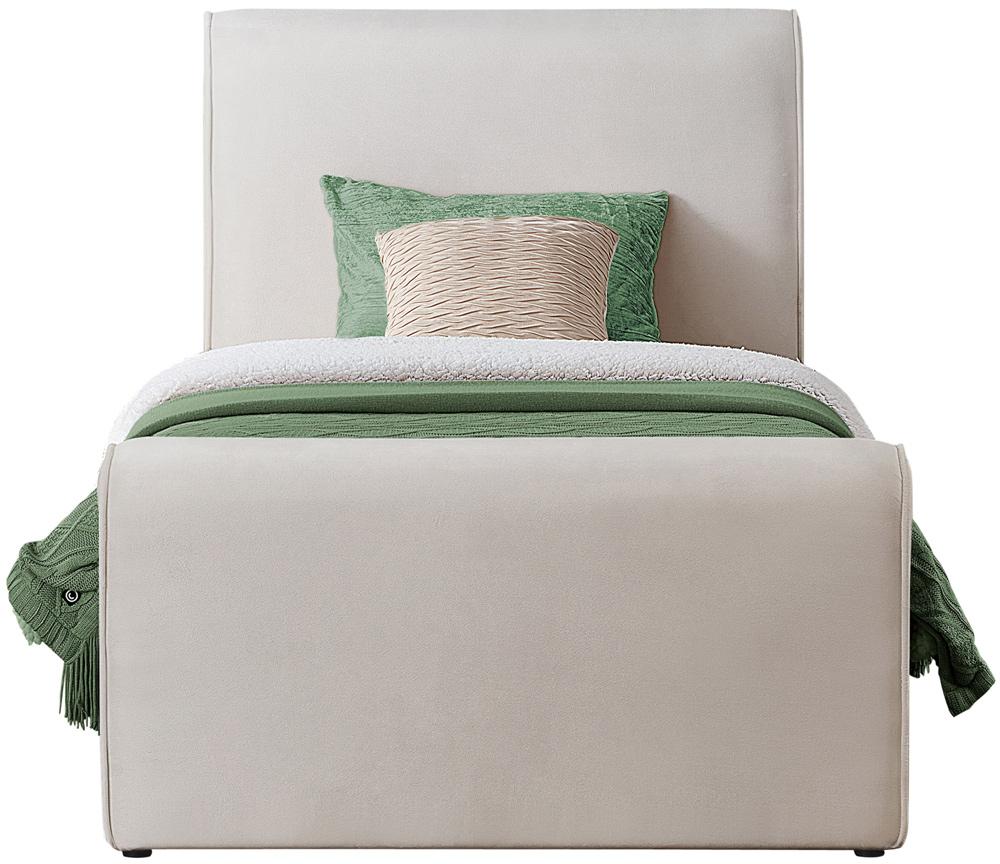 Meridian Furniture - Sloan Cream Velvet Twin Bed - SloanCream-T veiw 3