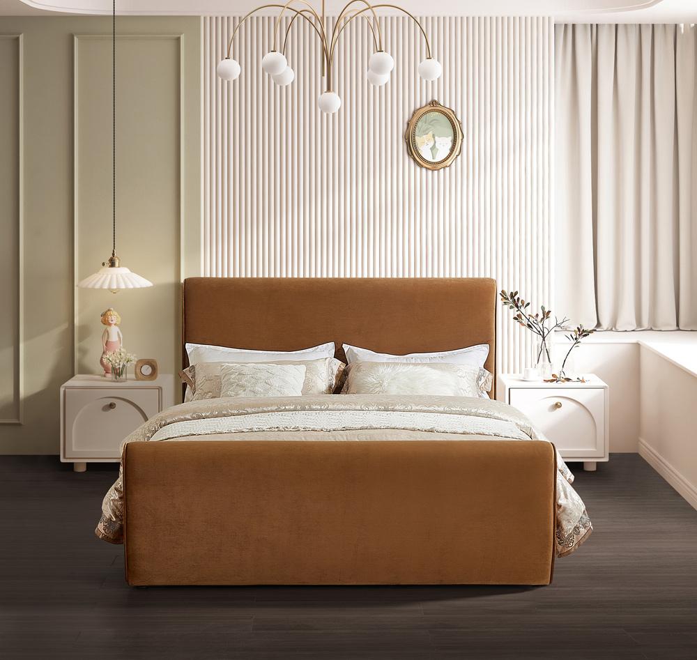 Meridian Furniture - Sloan Saddle Velvet King Bed - SloanSaddle-K veiw 4