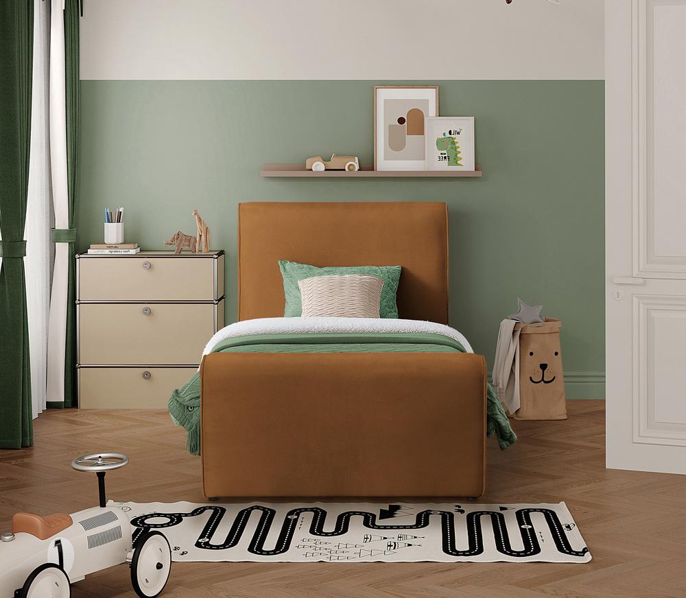 Meridian Furniture - Sloan Saddle Velvet Twin Bed - SloanSaddle-T veiw 4