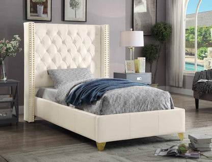 Meridian Furniture - Soho White Vegan Leather Twin Bed - SohoWhite-T veiw 2