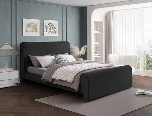 Meridian Furniture - Stylus Black Boucle Fabric Queen Bed - StylusBlack-Q veiw 2