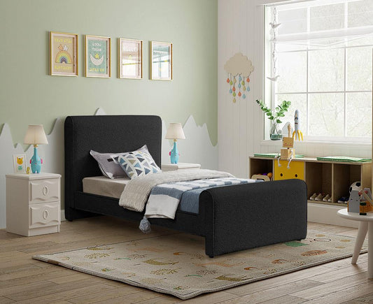 Meridian Furniture - Stylus Black Boucle Fabric Twin Bed - StylusBlack-T veiw 2