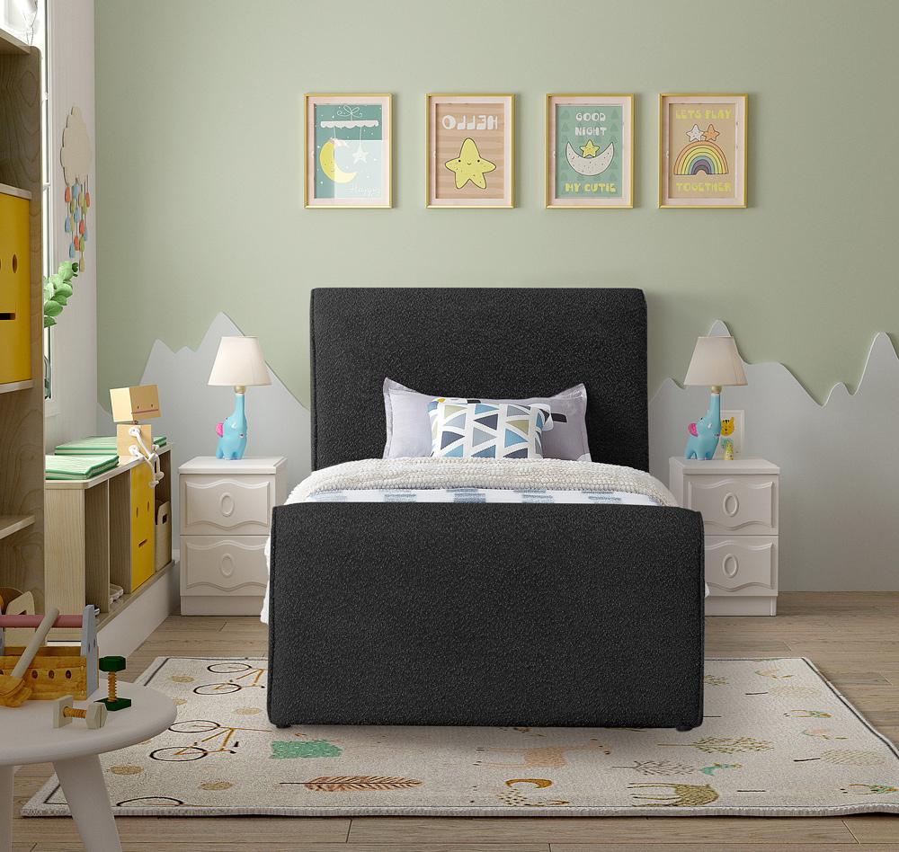 Meridian Furniture - Stylus Black Boucle Fabric Twin Bed - StylusBlack-T veiw 4