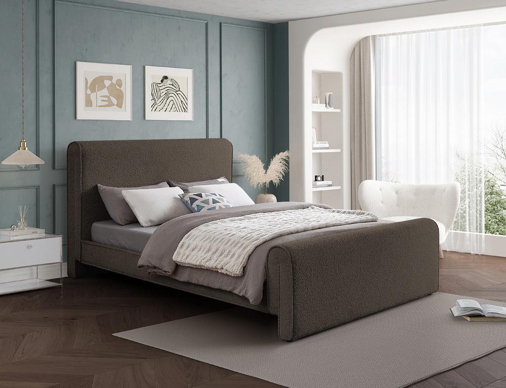 Meridian Furniture - Stylus Brown Boucle Fabric Full Bed - StylusBrown-F veiw 2