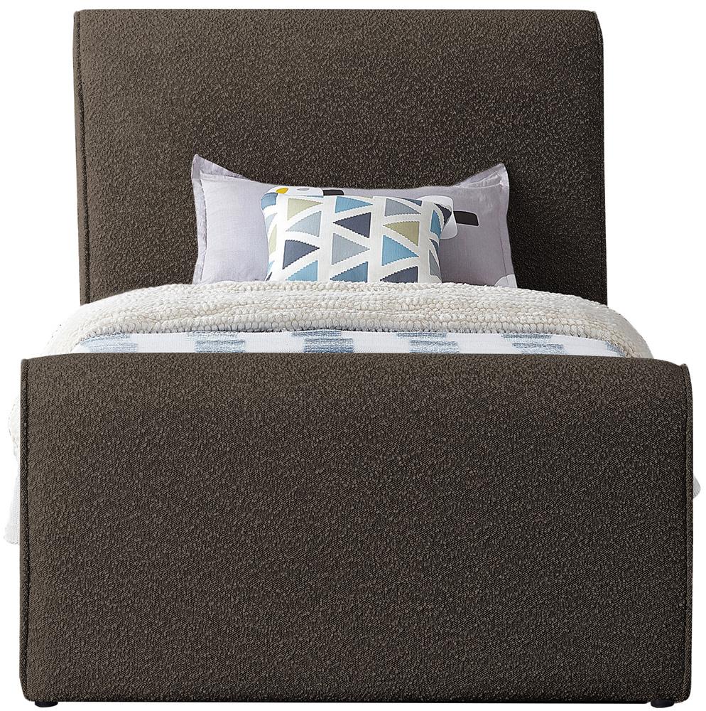 Meridian Furniture - Stylus Brown Boucle Fabric Twin Bed - StylusBrown-T veiw 3