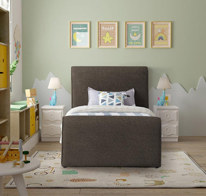 Meridian Furniture - Stylus Brown Boucle Fabric Twin Bed - StylusBrown-T veiw 4