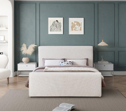 Meridian Furniture - Stylus Cream Boucle Fabric Full Bed - StylusCream-F veiw 4