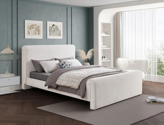 Meridian Furniture - Stylus Cream Boucle Fabric Queen Bed - StylusCream-Q veiw 2