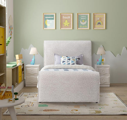 Meridian Furniture - Stylus Cream Boucle Fabric Twin Bed - StylusCream-T veiw 4