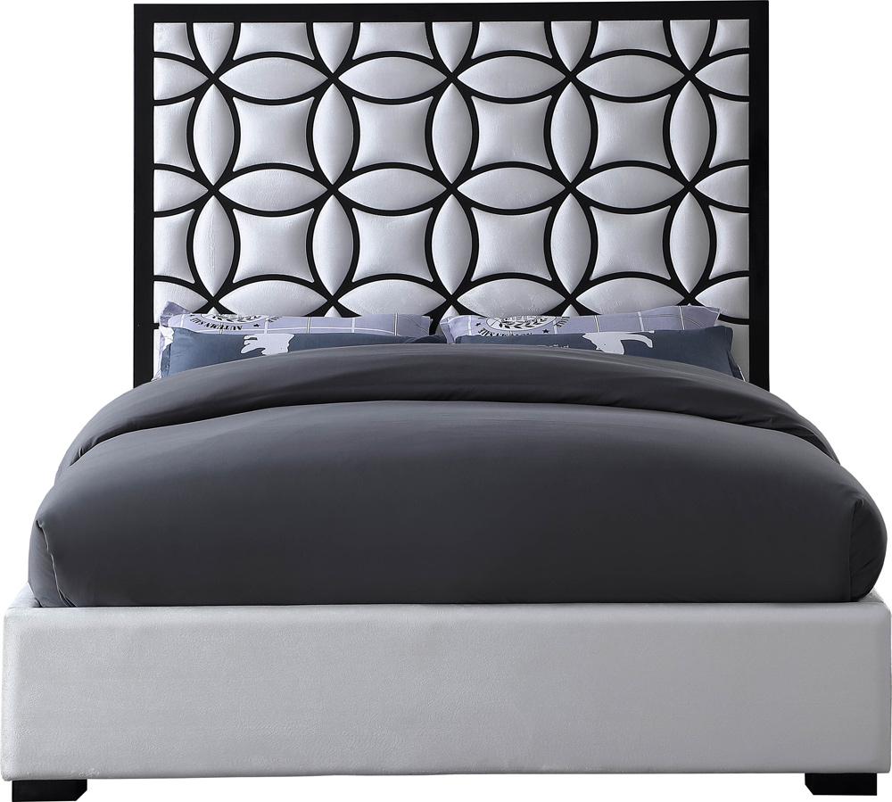 Meridian Furniture - Taj White Velvet Queen Bed - TajWhite-Q veiw 3
