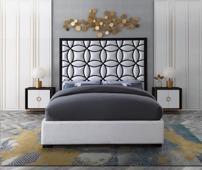 Meridian Furniture - Taj White Velvet Queen Bed - TajWhite-Q veiw 4