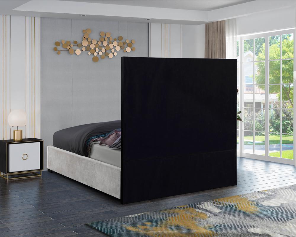 Meridian Furniture - Taj White Velvet Queen Bed - TajWhite-Q veiw 5