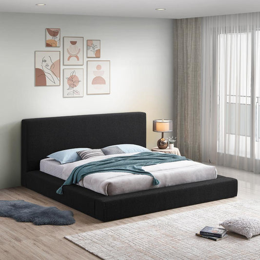 Meridian Furniture - Terra Black Boucle Fabric King Bed - TerraBlack-K veiw 2