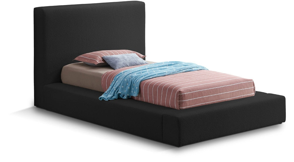 Meridian Furniture - Terra Black Boucle Fabric Twin Bed - TerraBlack-T veiw 1