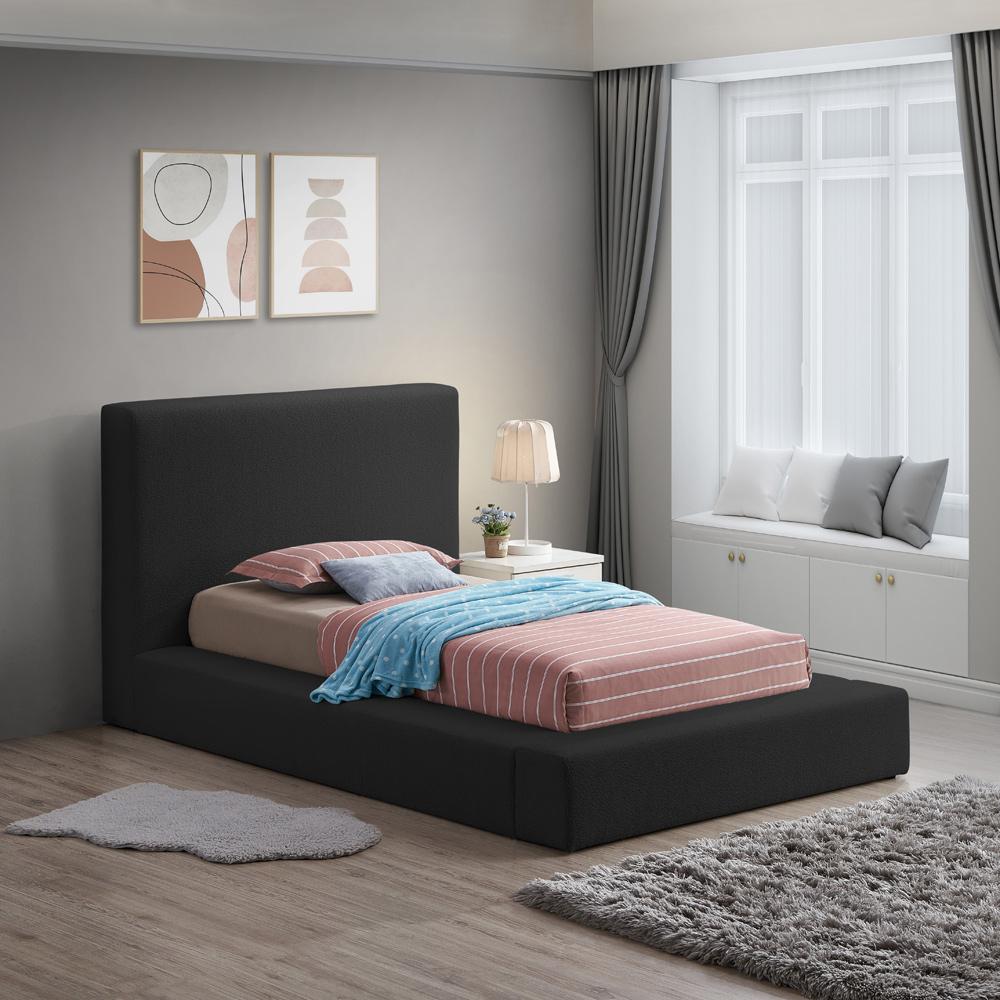 Meridian Furniture - Terra Black Boucle Fabric Twin Bed - TerraBlack-T veiw 2