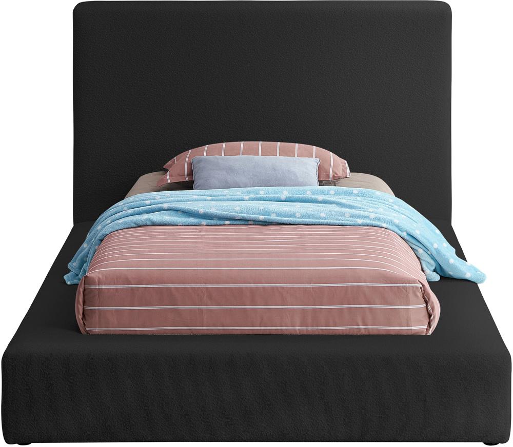 Meridian Furniture - Terra Black Boucle Fabric Twin Bed - TerraBlack-T veiw 3