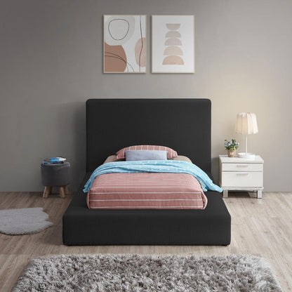 Meridian Furniture - Terra Black Boucle Fabric Twin Bed - TerraBlack-T veiw 4